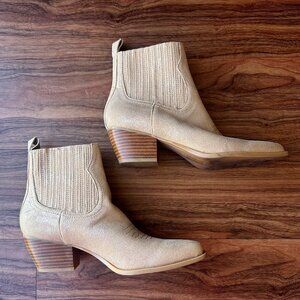 Dolce Vita Champagne Gold Metallic Western Booties SZ 10